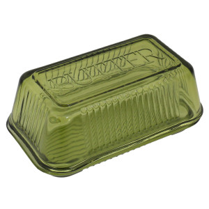 Heritage Green Glass Butter Dish