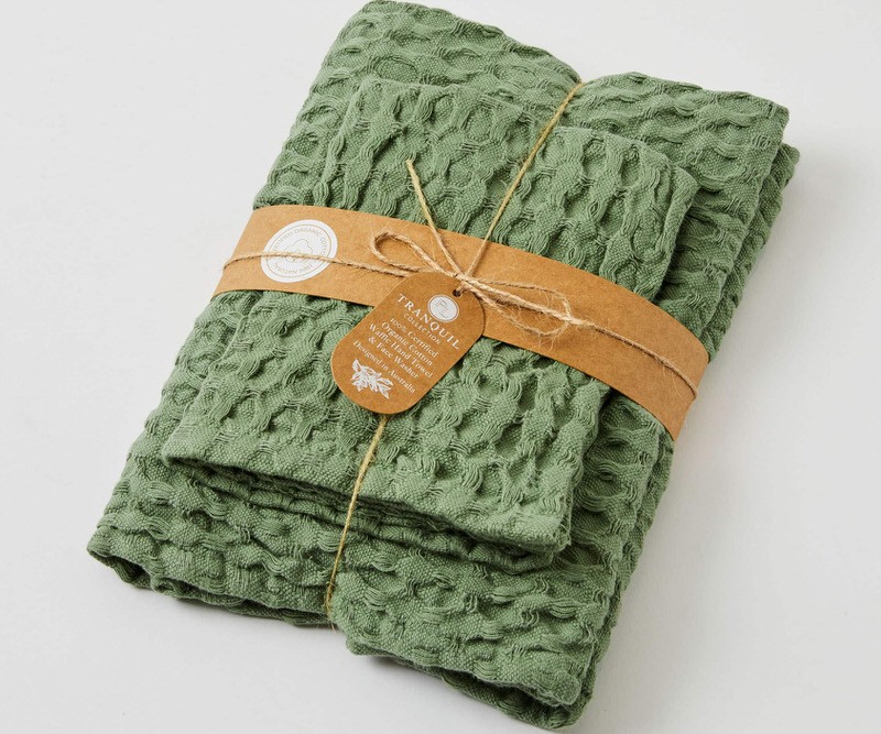 Altona Waffle Hand Towel Set - Sage Green