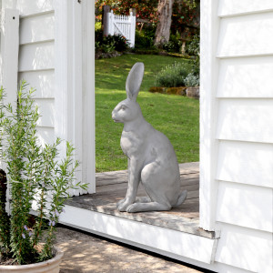 Harold the Hare Sculpture - Grey, a sculptural decorative accent for shelf, console or tabletop styling