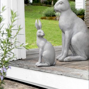 Small Harold the Hare Sculpture - Grey, designed as a standalone ornament for adding character to an interior