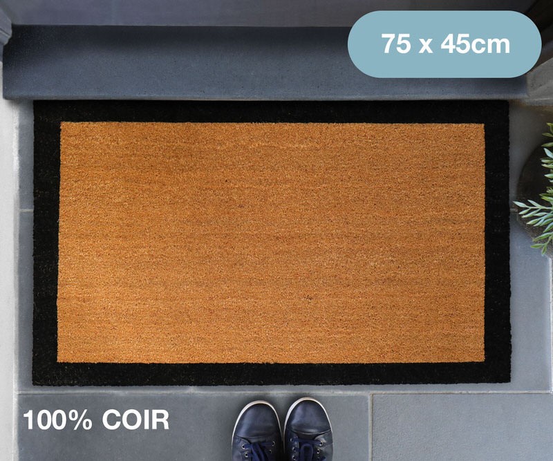 Harford Regular Black Border 100% Coir Doormat - 75x45cm