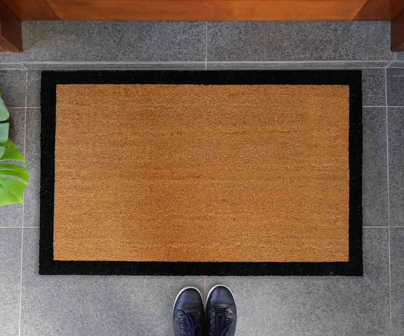 Harford Large Black Border 100% Coir Doormat - 93x67cm