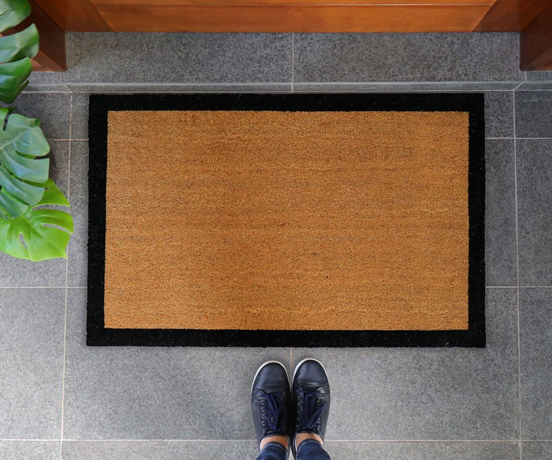 Harford Large Black Border 100% Coir Doormat - 93x67cm