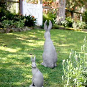 Small Harold the Hare Sculpture - Grey, a sculptural decorative accent for shelf, console or tabletop styling