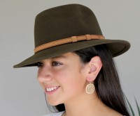 Layla Crushable Khaki Wool Fedora Hat