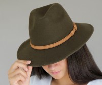 Layla Crushable Khaki Wool Fedora Hat