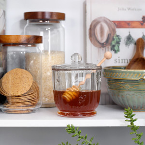 Millbrook Glass Honey Jar + Dipper