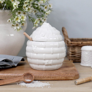 Honeyfield White Bee Honey Jar, highlighting the product's distinctive form and defining design