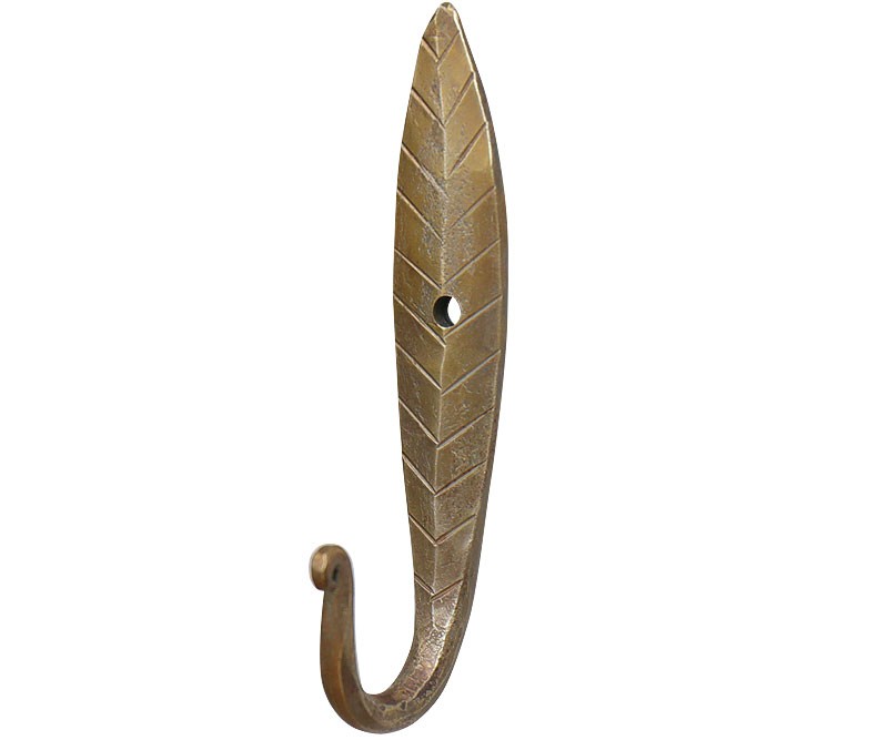 Brass Leaf Wall Hook Vintage Style