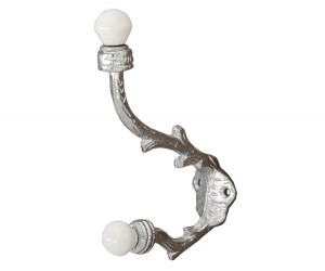 Cranbrook Silver Hook with White Ceramic Knobs
