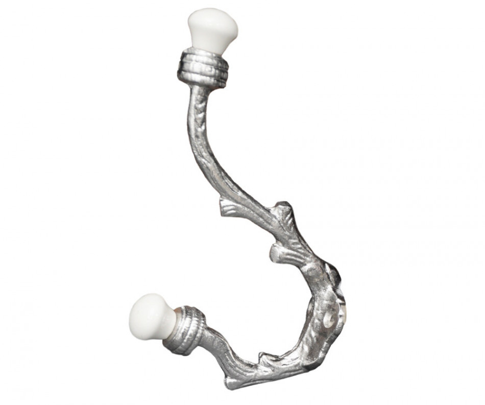 Cranbrook Silver Hook with White Ceramic Knobs