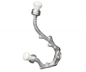 Cranbrook Silver Hook with White Ceramic Knobs