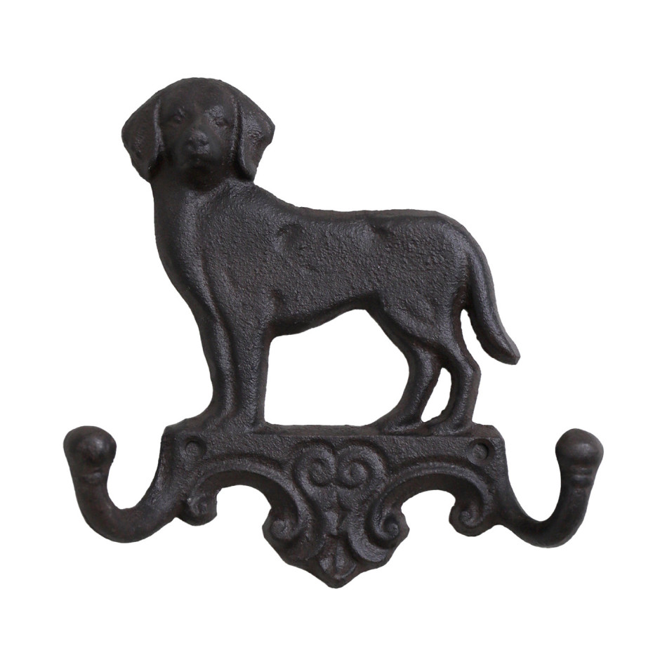 Baxter cast iron Labrador double wall hook shown against a white background