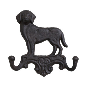 Baxter cast iron Labrador double wall hook shown against a white background