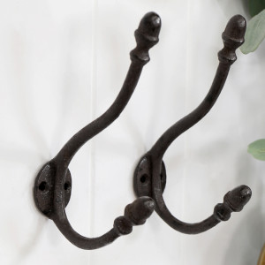 Francis Black Long Vintage Double Hook, wall-mounted storage and organisation piece