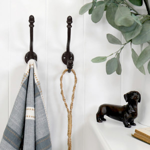 Francis Black Long Vintage Double Hook, a functional fitting for displaying, holding or organising household items