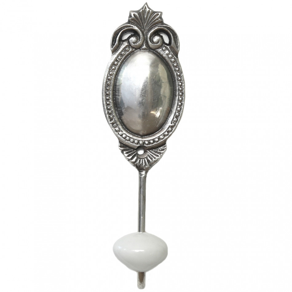 Olivia Silver Oval Hook, wall-mounted storage and organisation piece