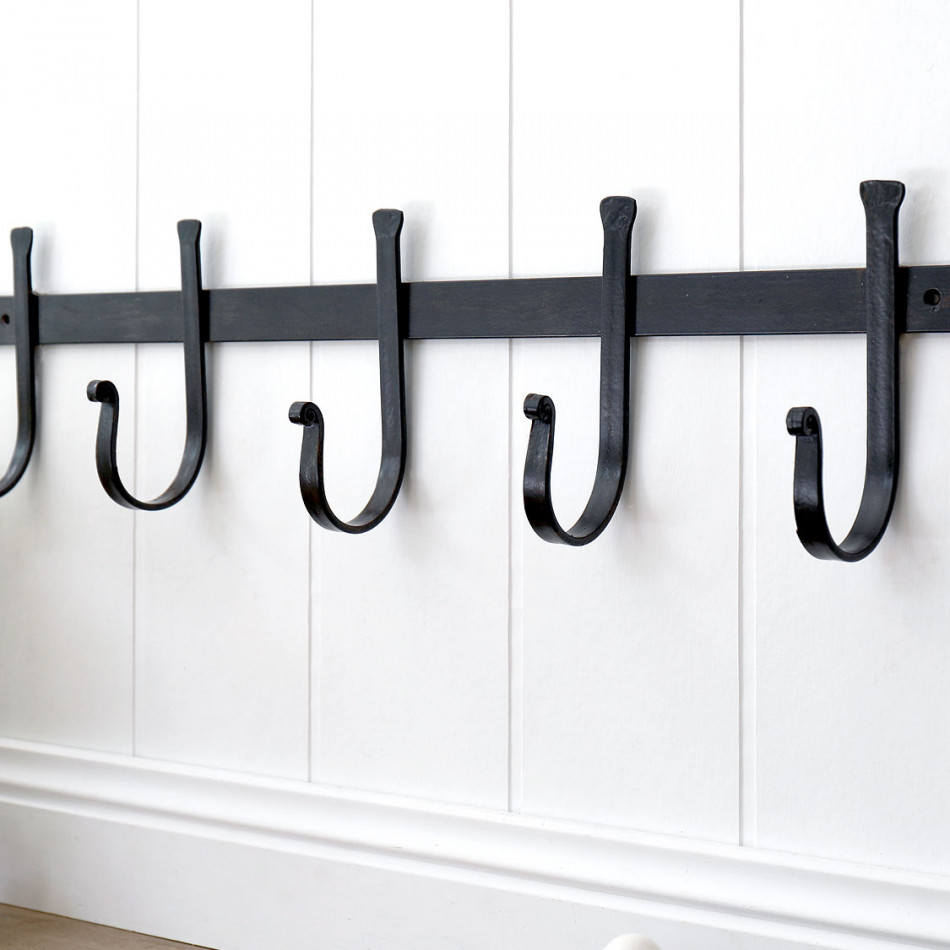 Shepherd Black Iron 5 Hook Coat Rack, wall-mounted storage and organisation piece