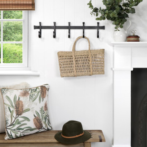 Shepherd Black Iron 5 Hook Coat Rack, designed to add practical storage or display space to the home