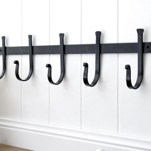 Shepherd Black Iron 5 Hook Coat Rack, wall-mounted storage and organisation piece