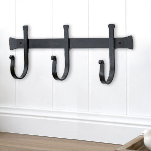 Shepherd Black Iron 3 Hook Coat Rack, wall-mounted storage and organisation piece