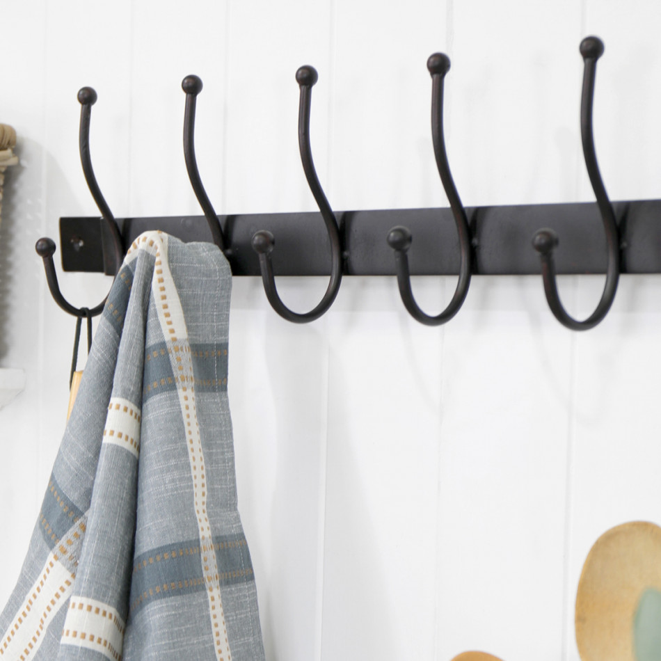 Ashmore Black Iron 5 Hook Coat Rack, wall-mounted storage and organisation piece