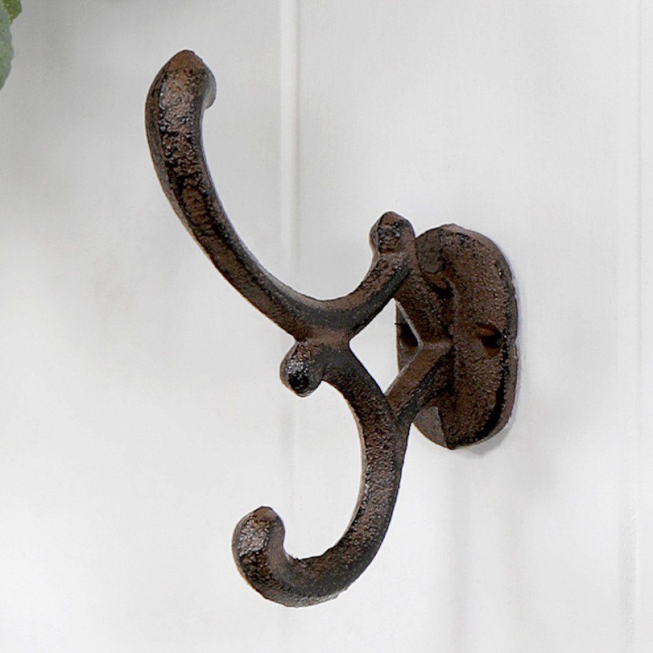 Kingston Cast Iron Double Wall Hook, wall-mounted storage and organisation piece