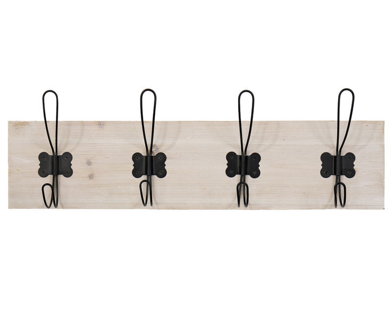 Ramsey Whitewash 4-Hook Coat Rack