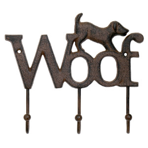 Woof Dog Cast Iron Wall Hooks, a functional household accessory for display or organisation