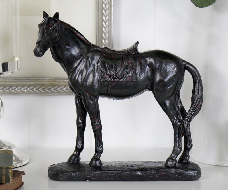 Saddled Antique Black Horse - No. 2