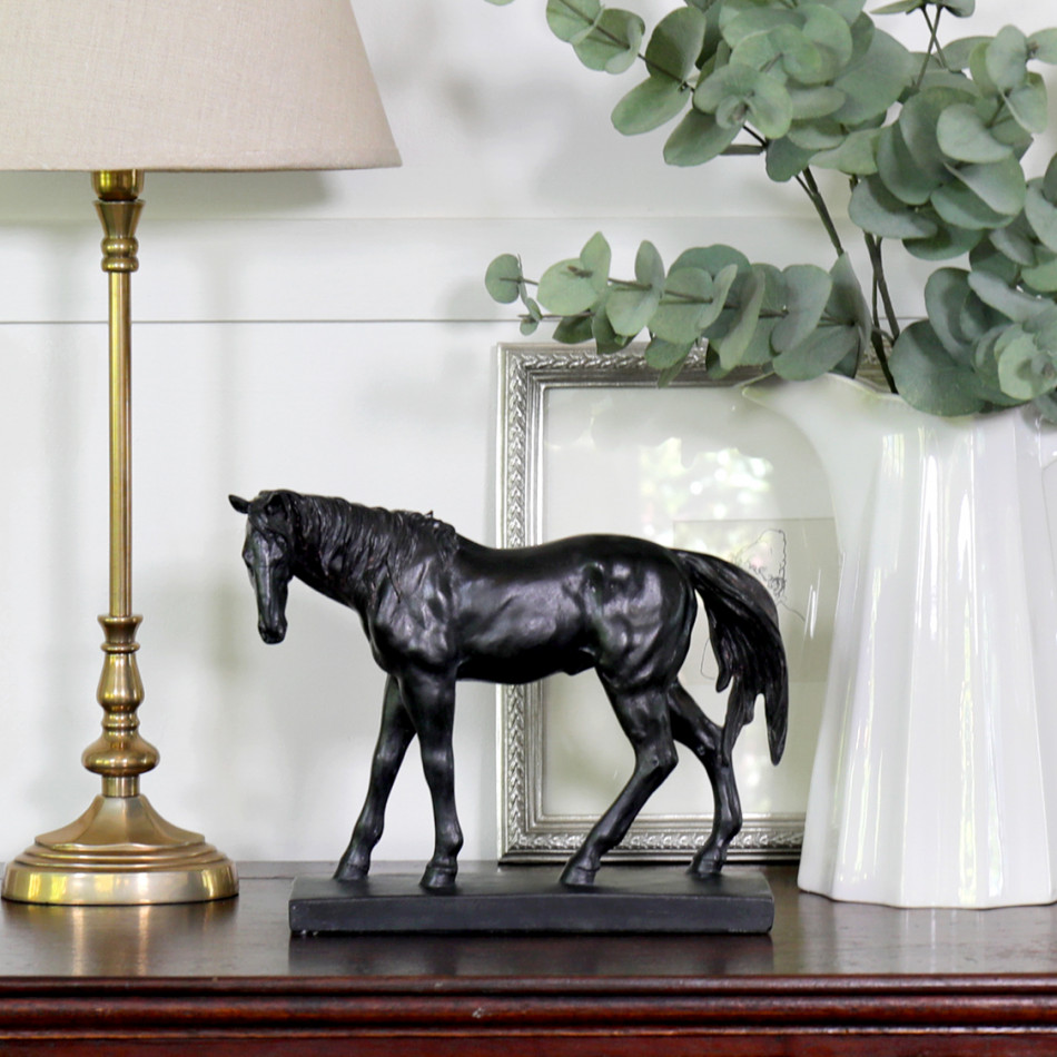 Antique Black Horse - Standing, a functional household accessory for display or organisation