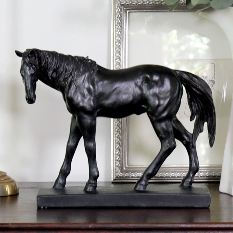 Antique Black Horse - Standing, indoor occasional table