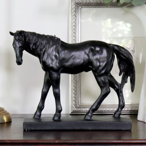 Antique Black Horse - Standing, indoor occasional table