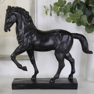 Large Antique Black Horse - Standing, indoor occasional table