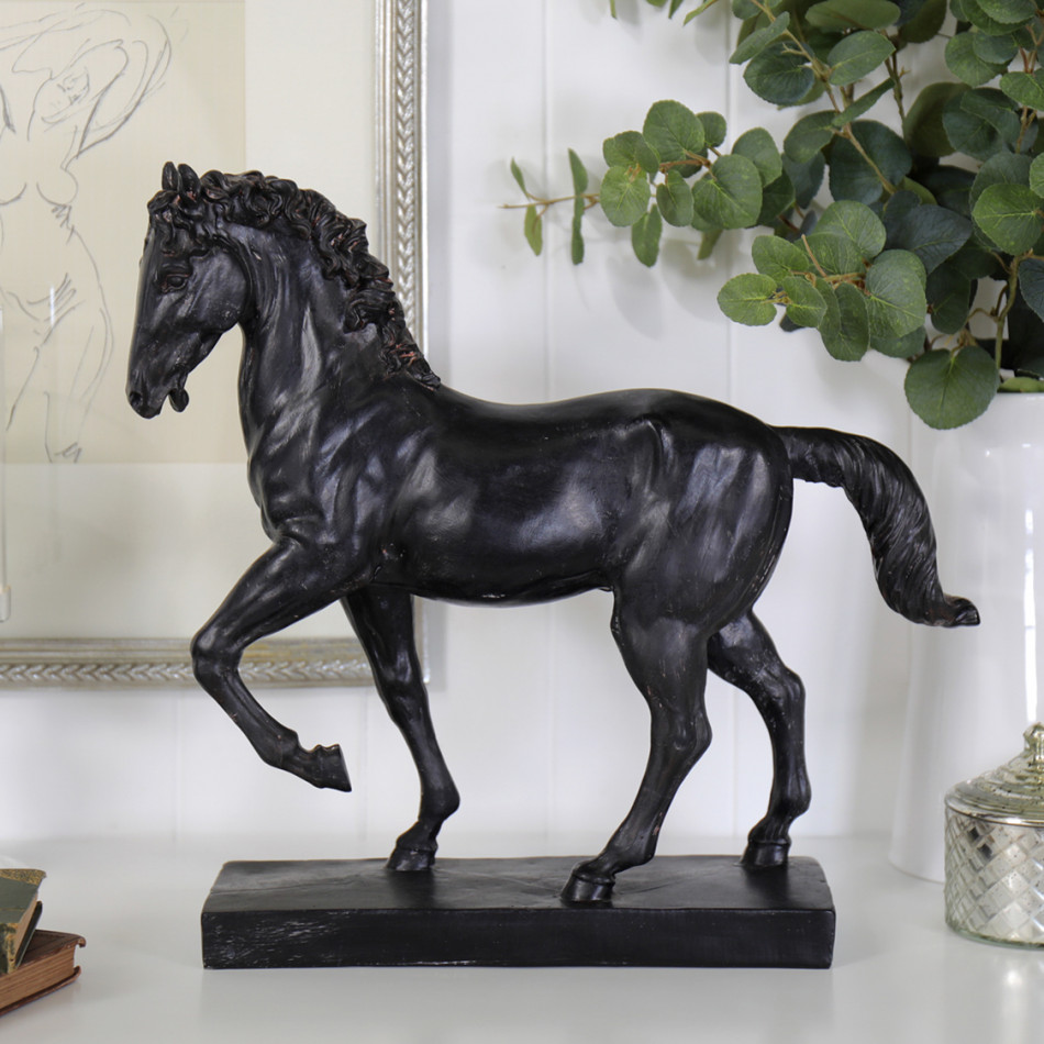 Large Antique Black Horse - Standing, a functional fitting for displaying, holding or organising household items