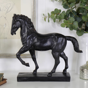 Large Antique Black Horse - Standing, a functional fitting for displaying, holding or organising household items