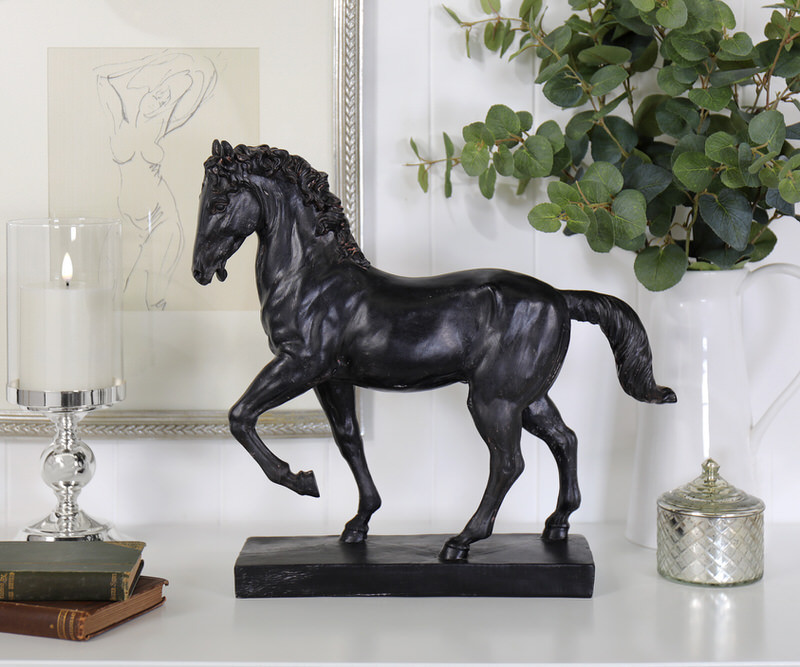 Large Antique Black Horse - Standing