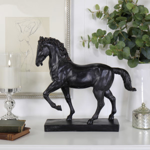 Large Antique Black Horse - Standing, a functional household accessory for display or organisation