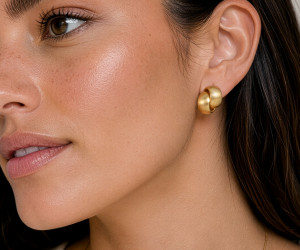 Bronte Brushed Gold Hoop Huggies, a practical cleaning tool for regular household care