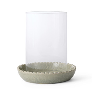 Large Corinella Green Ceramic Candle Hurricane, a decorative accessory for safely presenting candles or tealights