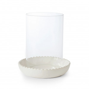 Large Corinella White Ceramic Candle Hurricane