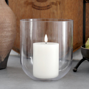 Large Haven Glass Candle Hurricane, a drinkware piece designed for serving beverages at the table