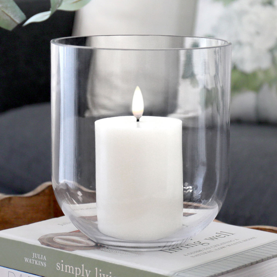 Large Haven Glass Candle Hurricane, decorative tableware