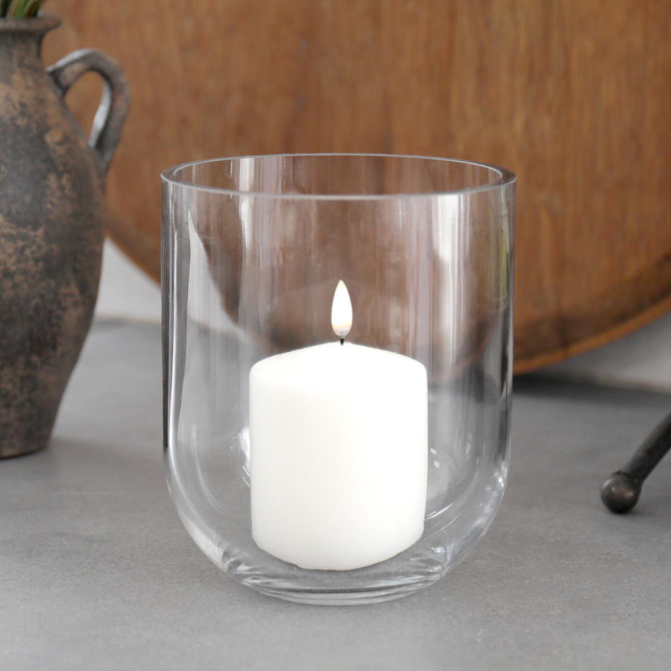 Small Haven Glass Candle Hurricane, a drinkware piece for serving and tabletop use