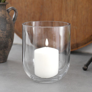 Small Haven Glass Candle Hurricane, a drinkware piece for serving and tabletop use