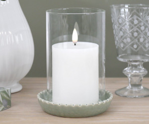 Small Corinella Green Ceramic Candle Hurricane