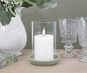 Small Corinella Green Ceramic Candle Hurricane