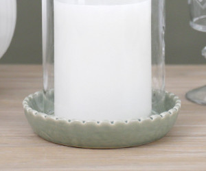 Small Corinella Green Ceramic Candle Hurricane