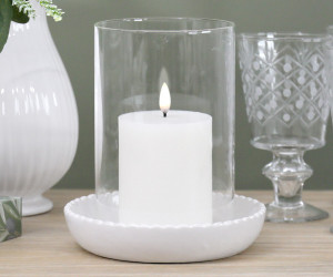 Large Corinella White Ceramic Candle Hurricane