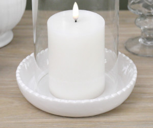 Large Corinella White Ceramic Candle Hurricane